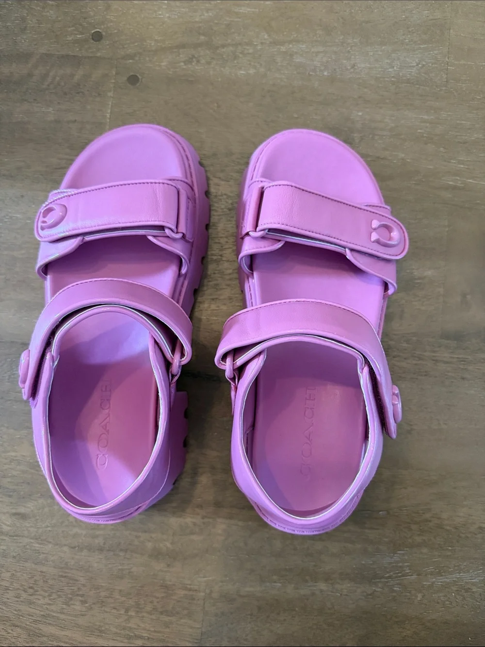 COACH Brynn Pink Platform Double Strap Sandals NWOB Size 8 - Picture 2 of 6